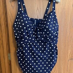 NWOT Lands End Sz 24W Swim Top Tankini Women’s Navy Dot